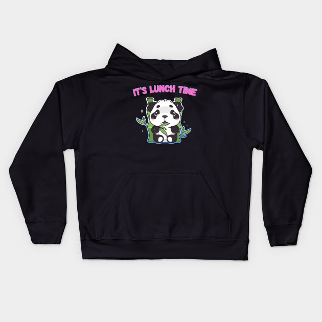 Panda eating bamboo Kids Hoodie by SharpArtShop